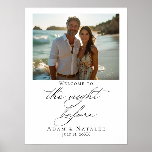 ウェルカムサインの前の夜の写真 ポスター (正面)