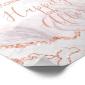 ウェルカムサインの後、白とバラの金ゴールドが幸せに ポスター (角)