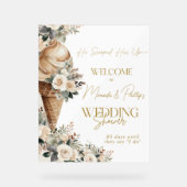 ウェルカムサインアイスクリームスコップアップフローラボホ アクリルサイン (正面)