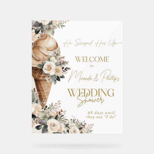 ウェルカムサインアイスクリームスコップアップフローラボホ アクリルサイン (正面)