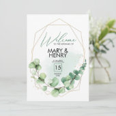 ウェルカムサインウェディングパーティー緑のユーカリ 招待状 (スタンド正面)