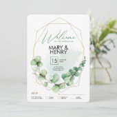 ウェルカムサインウェディングパーティー緑のユーカリrsv 招待状 (スタンド正面)