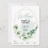 ウェルカムサインウェディングパーティー緑のユーカリrsv 招待状 (正面)