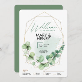 ウェルカムサインウェディングパーティー緑のユーカリrsv 招待状