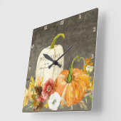 ウェルカムサインウッドファームハウスオータム秋ハーベスト スクエア壁時計 (傾斜)