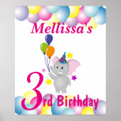 ウェルカムサインエレファントをテーマにした誕生日パーティー ポスター (正面)