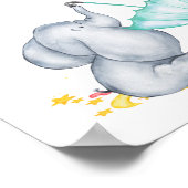 ウェルカムサインエレファントムーンアンドスターベビーシャワー ポスター (角)