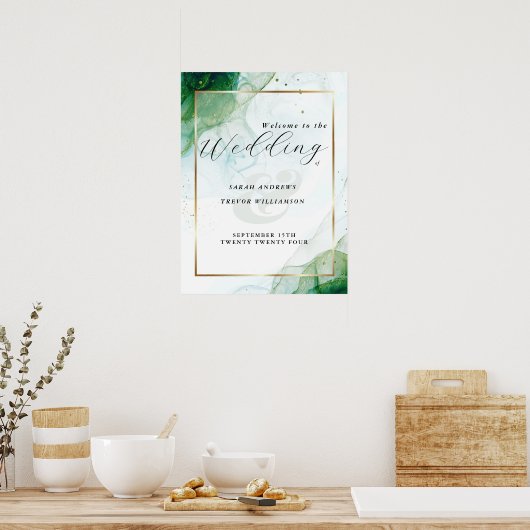 ウェルカムサインケリーグリーンアルコールインク ポスター (キッチン)