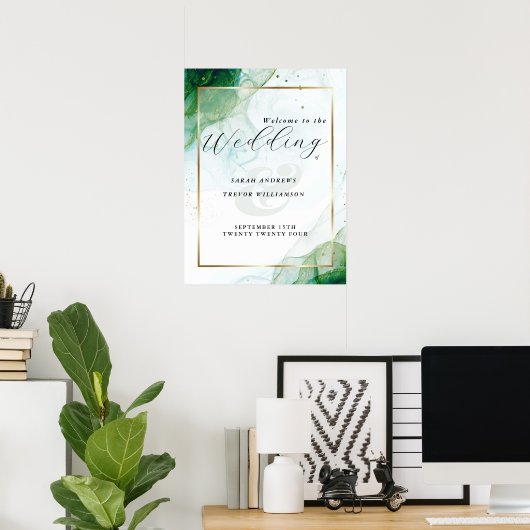 ウェルカムサインケリーグリーンアルコールインク ポスター (ホームオフィス)