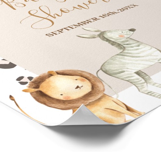 ウェルカムサインサファリアニマルズボホパンパスグラス ポスター (角)