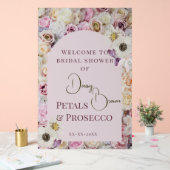ウェルカムサインピンクフローラアーチサマーブライダルシャワー アクリルサイン (ウェディング)