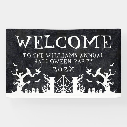 ウェルカムサインファミリー年間ハローウィンパーティバナー 横断幕 (横)