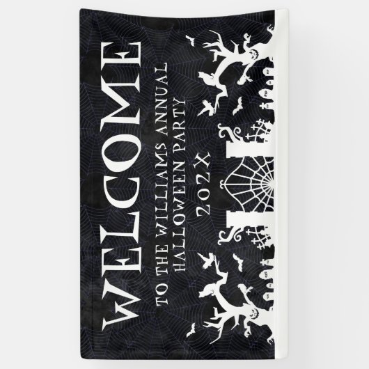 ウェルカムサインファミリー年間ハローウィンパーティバナー 横断幕 (縦)