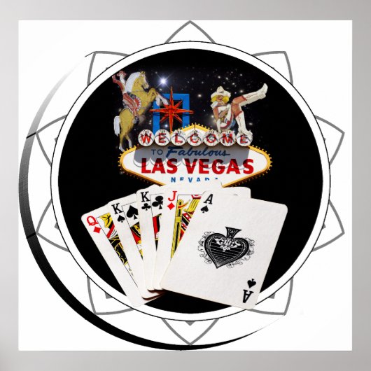 ウェルカムサインブラックトランプのポーカーチップ ポスター (正面)