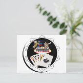 ウェルカムサインブラックトランプのポーカーチップ ポストカード (スタンド正面)