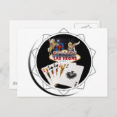 ウェルカムサインブラックトランプのポーカーチップ ポストカード (正面/裏面)