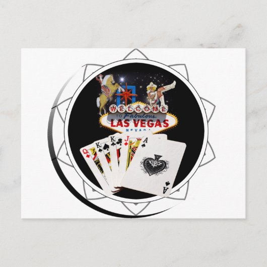 ウェルカムサインブラックトランプのポーカーチップ ポストカード (正面)