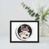 ウェルカムサインブラックトランプのポーカーチップ ポストカード (スタンド正面)