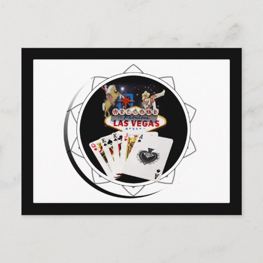 ウェルカムサインブラックトランプのポーカーチップ ポストカード (正面)