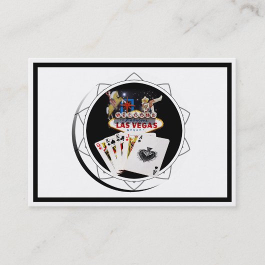 ウェルカムサインブラックトランプのポーカーチップ 名刺 (正面)