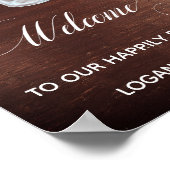 ウェルカムサインブルゴーニュバラピンクフローラメイスンジャー ポスター (角)