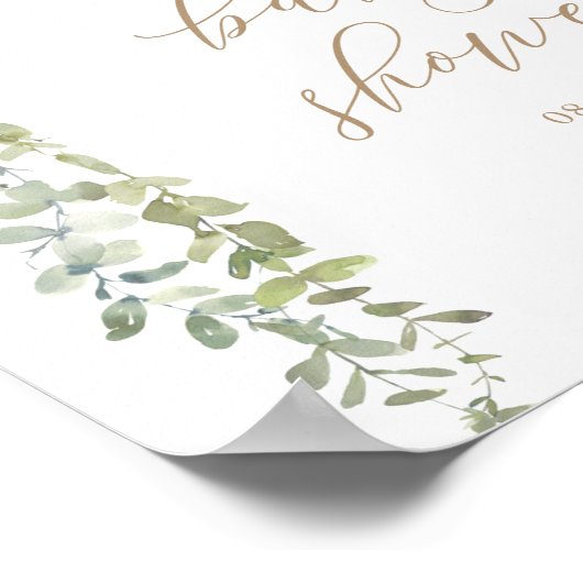 ウェルカムサインブルーバルーンユーカリ赤ちゃんシャワー ポスター (角)