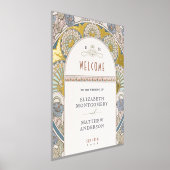 ウェルカムサインブーゲンビリア結婚金ゴールド 箔ポスター (レイダウン)