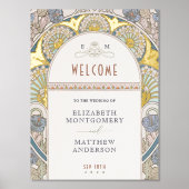 ウェルカムサインブーゲンビリア結婚金ゴールド 箔ポスター (正面)