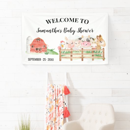 ウェルカムサインベビーシャワーファームベビーアニマルズバナー 横断幕 (インサイチュ)