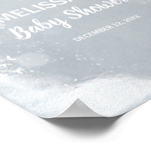 ウェルカムサインベビーシャワー冬の雪素朴片 ポスター (角)