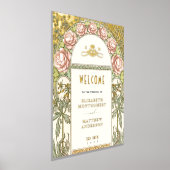 ウェルカムサインペオニー結婚金ゴールド 箔ポスター (レイダウン)