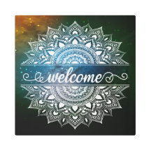 ウェルカムサインホワイトマンダラオン宇宙銀河系ロック