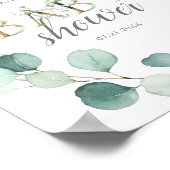 ウェルカムサインボタニカルユーカリ赤ちゃんシャワー ポスター (角)