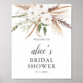 ウェルカムサインボホフラワーパンパグラスブライダルシャワー ポスター (正面)