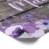 ウェルカムサインポスターエレファントパープル素朴フローラ ポスター (角)