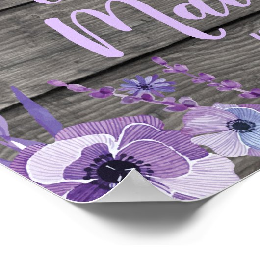 ウェルカムサインポスターエレファントパープル素朴フローラ ポスター