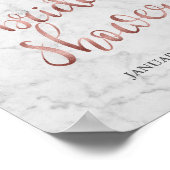 ウェルカムサインマーブルフェイクバラ金ゴールドブライダルシャワー ポスター (角)