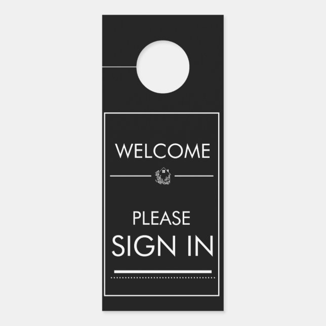 ウェルカムサイン実在インエステートサイン、ドアハンガー ドアノブサイン (正面)