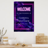 ウェルカムサイン素晴らしネオンのトロピカルリーフ ポスター (キッチン)