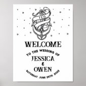 ウェルカムサイン結婚のいかり伝統的ハート ポスター (正面)