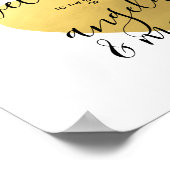 ウェルカムサイン結婚の金ゴールドハート白 ポスター (角)