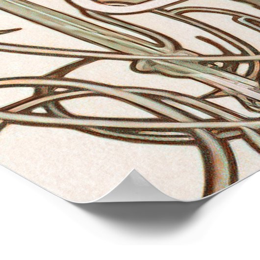 ウェルカムサイン結婚ズヴィンテージアールヌーボーバイミュシャ ポスター (角)