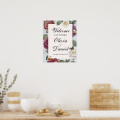 ウェルカムサイン結婚ズ開花蝶ヴィンテージ ポスター (キッチン)