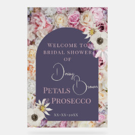 ウェルカムサイン薄紫フローラアーチサマーブライダルショウ アクリルサイン