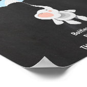 ウェルカムサイン赤ちゃんシャワー象ブルーボーイシャワー ポスター (角)