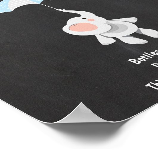 ウェルカムサイン赤ちゃんシャワー象ブルーボーイシャワー ポスター (角)