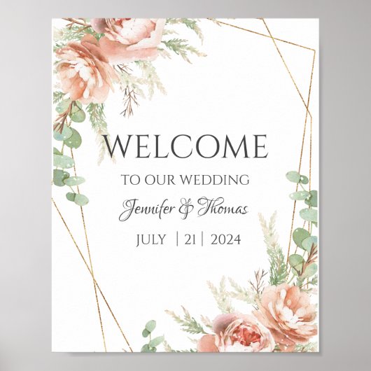 ウェルカムサイン赤面バラ ポスター (正面)