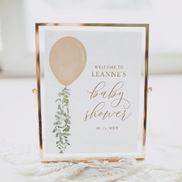 ウェルカムサイン金ゴールドバルーンユーカリ赤ちゃんシャワー ポスター