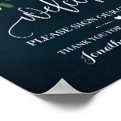 ウェルカムサイン お客様の署名帳 ワインネイビー結婚式 ポスター (角)