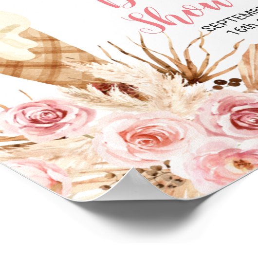 ウェルカムサイン アイスクリーム ボヘミアンパンパスグラス フラワー ポスター (角)